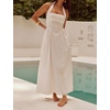 image:imagechouyatou Womens Sexy Halter Neck Sleeveless Fit and Flare Pleated Swing Prom Party Maxi Dress with PocketsWhite