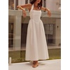 image:imagechouyatou Womens Sexy Halter Neck Sleeveless Fit and Flare Pleated Swing Prom Party Maxi Dress with PocketsWhite