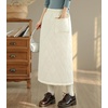 image:imagechouyatou Womens Winter Elastic High Waisted Padded Quilted Puffer Insulated Midi Skirt with SplitWhite