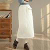 image:imagechouyatou Womens Winter Elastic High Waisted Padded Quilted Puffer Insulated Midi Skirt with SplitWhite