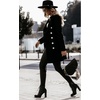 image:imagechouyatou Womes Double Breasted Wool Blend Pea Coat Midi Long Business Casual Wool Blazer Coat OvercoatBlack