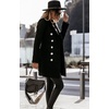 image:imagechouyatou Womes Double Breasted Wool Blend Pea Coat Midi Long Business Casual Wool Blazer Coat OvercoatBlack