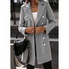 image:imagechouyatou Womes Double Breasted Wool Blend Pea Coat Midi Long Business Casual Wool Blazer Coat OvercoatGrey