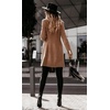 image:imagechouyatou Womes Double Breasted Wool Blend Pea Coat Midi Long Business Casual Wool Blazer Coat OvercoatKhaki