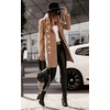 image:imagechouyatou Womes Double Breasted Wool Blend Pea Coat Midi Long Business Casual Wool Blazer Coat OvercoatKhaki
