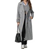 image:imagechouyatou Women Fall Winter Double Breasted Wool Coat Belted Midi Long Winter Trench Coat Peacoat OvercoatGrey