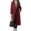 image:imagechouyatou Women Fall Winter Double Breasted Wool Coat Belted Midi Long Winter Trench Coat Peacoat OvercoatRed