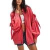 image:imagechouyatou Womens Casual Zip Up Hoodie Top Y2k Oversized Sweatshirt Jackets Spring Fall Hooded Trench Coat OuterwearRed