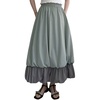 image:imagechouyatou Womens Color Block Bubble Puffy Skirt High Elastic Waist A Line Swing Long Skirt with PocketsGreen