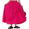 image:imagechouyatou Womens Cute 3D Floral Applique Baggy Skirt Elastic Waist Irregular Swing Midi Long Skirt with PocketsRose Red