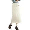 image:imagechouyatou Womens Winter Elastic High Waisted Padded Quilted Puffer Insulated Midi Skirt with SplitWhite