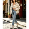 image:imagechouyatou Womens Floral Print Denim Jacket Button Down Jean Trucker JacketBeige