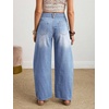 image:imagechouyatou Women Mid Rise Baggy Barrel Jeans Boyfriend Wide Leg Ankle PantsLight Blue