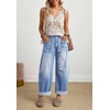 image:imagechouyatou Women Mid Rise Baggy Barrel Jeans Boyfriend Wide Leg Ankle PantsLight Blue