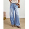image:imagechouyatou Women Mid Rise Baggy Barrel Jeans Boyfriend Wide Leg Ankle PantsLight Blue