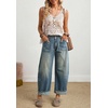 image:imagechouyatou Women Mid Rise Baggy Barrel Jeans Boyfriend Wide Leg Ankle PantsRetro Blue