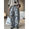 image:imagechouyatou Womens Boyefriend Y2K Camouflage Cargo Pants Wide Leg Jeans High Waisted Denim Palazzo PantsBlue