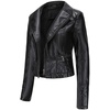 image:imagechouyatou Womens Daily Wear Multiple Color Moto Biker Short Faux Leather JacketBlack