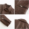 image:imagechouyatou Womens Daily Wear Multiple Color Moto Biker Short Faux Leather JacketCoffee