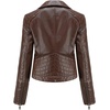 image:imagechouyatou Womens Daily Wear Multiple Color Moto Biker Short Faux Leather JacketCoffee