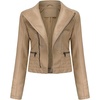 image:imagechouyatou Womens Daily Wear Multiple Color Moto Biker Short Faux Leather JacketKhaki
