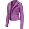 image:imagechouyatou Womens Daily Wear Multiple Color Moto Biker Short Faux Leather JacketPurple
