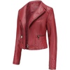 image:imagechouyatou Womens Daily Wear Multiple Color Moto Biker Short Faux Leather JacketRed