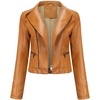 image:imagechouyatou Womens Daily Wear Multiple Color Moto Biker Short Faux Leather JacketTan
