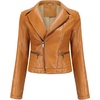 image:imagechouyatou Womens Daily Wear Multiple Color Moto Biker Short Faux Leather JacketTan