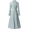 image:imagechouyatou Womens Dressy Plaid Tweed Trench Coat Notch Lapel Slim Fit A Line Maxi Long Blazer Jacket Pea CoatBlue