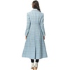 image:imagechouyatou Womens Dressy Plaid Tweed Trench Coat Notch Lapel Slim Fit A Line Maxi Long Blazer Jacket Pea CoatBlue