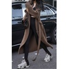 image:imagechouyatou Womens Fall Open Front Long Sweater Blazer Jacket Coatigan Notch Lapel Cardigan Sweater JacketBrown