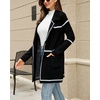 image:imagechouyatou Womens Notched Lapel Open Front Business Casual Work Knit Cardigan Sweater Blazer JacketBlack Striped