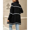 image:imagechouyatou Womens Notched Lapel Open Front Business Casual Work Knit Cardigan Sweater Blazer JacketBlack Striped