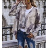 image:imagechouyatou Womens Open Front Faux Suede Tie Dye Printed Cowgirl Moto Jacket Cardigan TopsGray