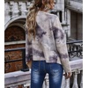image:imagechouyatou Womens Open Front Faux Suede Tie Dye Printed Cowgirl Moto Jacket Cardigan TopsGray