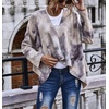 image:imagechouyatou Womens Open Front Faux Suede Tie Dye Printed Cowgirl Moto Jacket Cardigan TopsGray