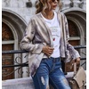 image:imagechouyatou Womens Open Front Faux Suede Tie Dye Printed Cowgirl Moto Jacket Cardigan TopsGray