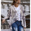 image:imagechouyatou Womens Open Front Faux Suede Tie Dye Printed Cowgirl Moto Jacket Cardigan TopsGray