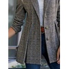 image:imagechouyatou Womens Retro Office Notch Lapel Peplum Plaid Wool Coat Blazer JacketPlaid