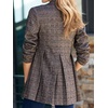 image:imagechouyatou Womens Retro Office Notch Lapel Peplum Plaid Wool Coat Blazer JacketPlaid
