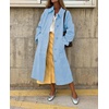 image:imagechouyatou Womens Single Breasted Faux Suede Trench Coat Long Suede Leather Jacket Casual Lapel Pea Coat OvercoatLight Blue