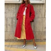 image:imagechouyatou Womens Single Breasted Faux Suede Trench Coat Long Suede Leather Jacket Casual Lapel Pea Coat OvercoatRed