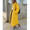 image:imagechouyatou Womens Single Breasted Faux Suede Trench Coat Long Suede Leather Jacket Casual Lapel Pea Coat OvercoatYellow
