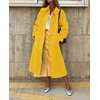image:imagechouyatou Womens Single Breasted Faux Suede Trench Coat Long Suede Leather Jacket Casual Lapel Pea Coat OvercoatYellow