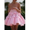image:imagechouyatou Womens Sleeveless Spaghetti Strap Cute Babydoll Dress Boho Flounce Tiered Mini Sun DressPink