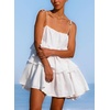 image:imagechouyatou Womens Sleeveless Spaghetti Strap Cute Babydoll Dress Boho Flounce Tiered Mini Sun DressWhite