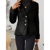 image:imagechouyatou Womens Winter Sherpa Lined Faux Suede Leather Jacket Casual Warm Suede Blazer Jacket CoatsBlack