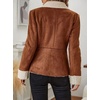 image:imagechouyatou Womens Winter Sherpa Lined Faux Suede Leather Jacket Casual Warm Suede Blazer Jacket CoatsBrown