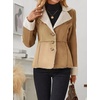 image:imagechouyatou Womens Winter Sherpa Lined Faux Suede Leather Jacket Casual Warm Suede Blazer Jacket CoatsKhaki